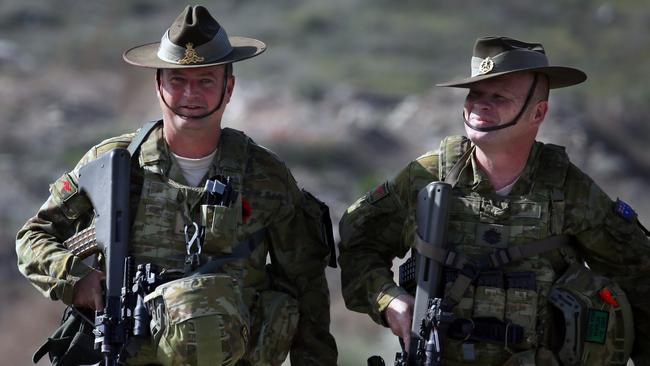 The Senior National Representative at Camp Qargha LTCOL Alwyn Payne and RSM Brian Buskell. Picture: Gary Ramage