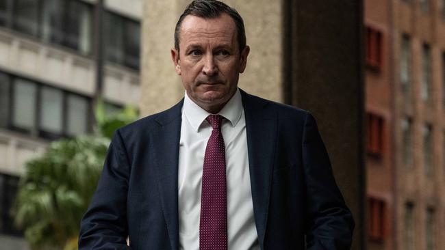 Western Australian Premier Mark McGowan outside court. Picture: NCA NewsWire / James Gourley