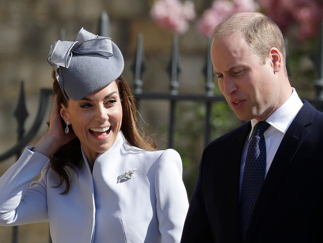 Kate is all smiles as she enters the church. Picture: AFP