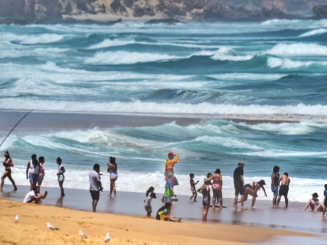 Swimmers at one of Victoria's most dangerous beaches, Gunnamatta. Picture: Tony Gough