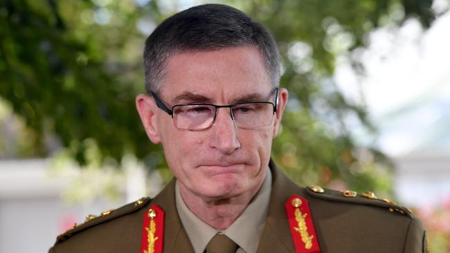 Chief of the Defence Force General Angus Campbell at the Royal Commission in Defence and Veteran Suicide sitting in Townsville. Picture: Evan Morgan