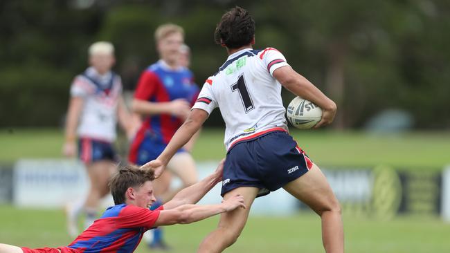 Action from the Knights v Roosters clash. Picture: Sue Graham