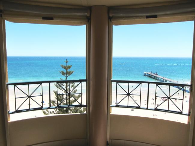 View from an apartment in the Stamford Grand, Glenelg, in Adelaide.