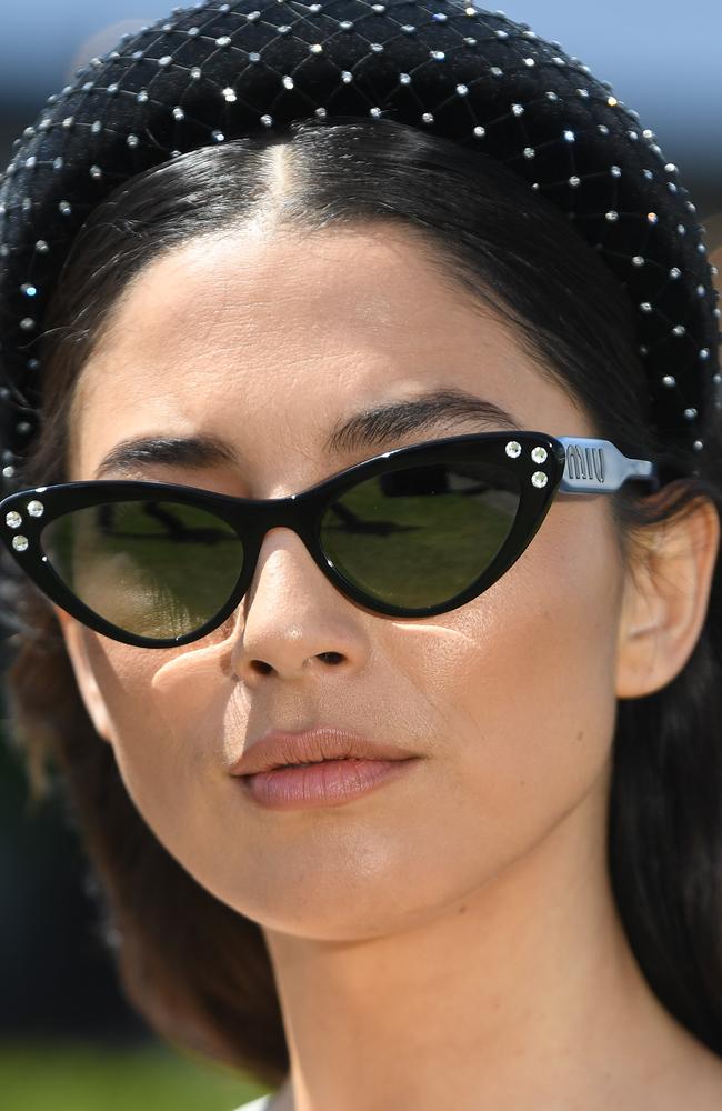 David Jones ambassador Jessica Gomes matched her sunglasses to her headband. Picture: James Ross/AAP,