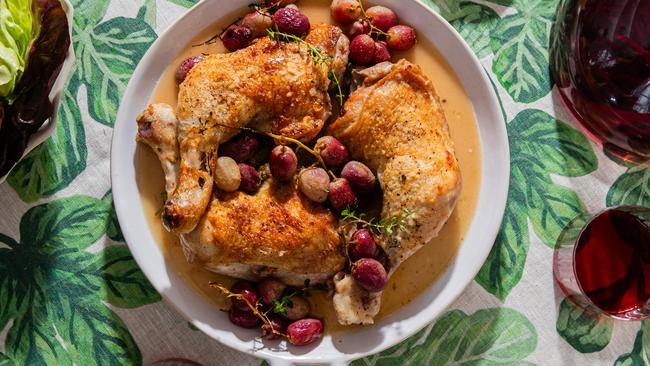 Delicious and winey, this chicken is rich and sweet. Photo: Nikki To / TWAM