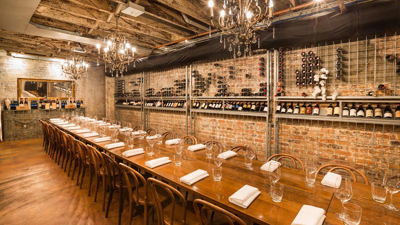 Interior of 1889 Enoteca in the characterful heritage-listed 1889-built Moreton Rubber Works building.