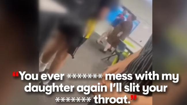 The mum stormed into the classroom to hurl violent threats at a student. Picture: 7News