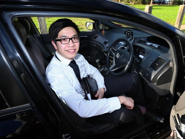 John Tang says there is a 50 per cent chance he’ll pick up someone on the way home and it helps with parking and petrol costs. Picture: Rebecca Michael.