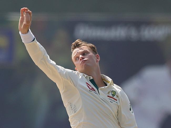 GALLE, SRI LANKA - FEBRUARY 06: Matthew Kuhnemann of Australia bowls during day one of the Second Test match in the series between Sri Lanka and Australia at Galle International Stadium on February 06, 2025 in Galle, Sri Lanka. (Photo by Robert Cianflone/Getty Images)