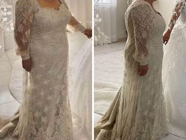 Fury over mum's $8,000 white wedding dress. Picture: Facebook