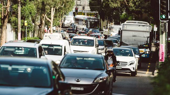 Traffic along Cleveland St, in inner Sydney, this week. Picture: Michael Bilbe-Taylor