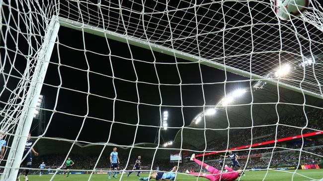 James Troisi scores Melbourne’s second and decisive goal. Picture: Getty Images.