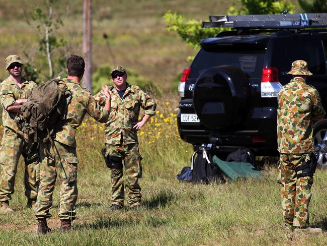 Specialist officers from the state protection group at the Nowendoc police command post for the Malcolm Naden search. Picture: Supplied