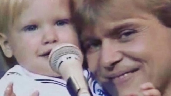 A baby Robert with father John Farnham. Picture: Supplied/Instagram