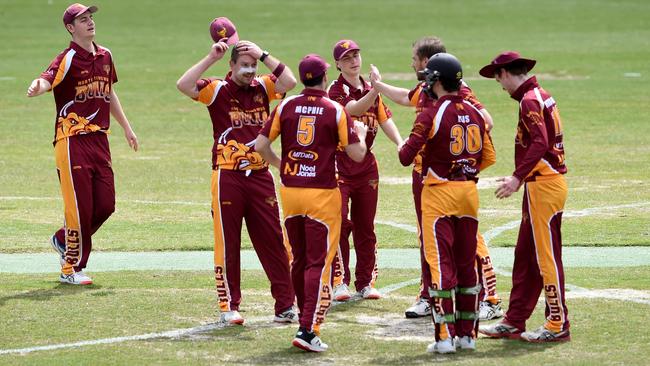 RDCA: North Ringwood players celebrate a wicket. Picture: Steve Tanner