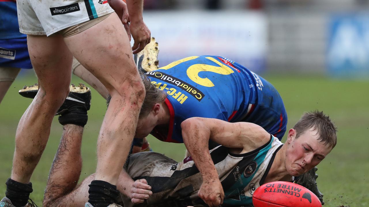 Elijah Cowen. Huonville Lions V Cygnet seniors. SFL grand finals at North Hobart Oval. Picture: Nikki Davis-Jones