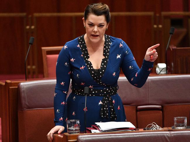 Greens Senator Sarah Hanson-Young in Parliament House. Picture: AAP