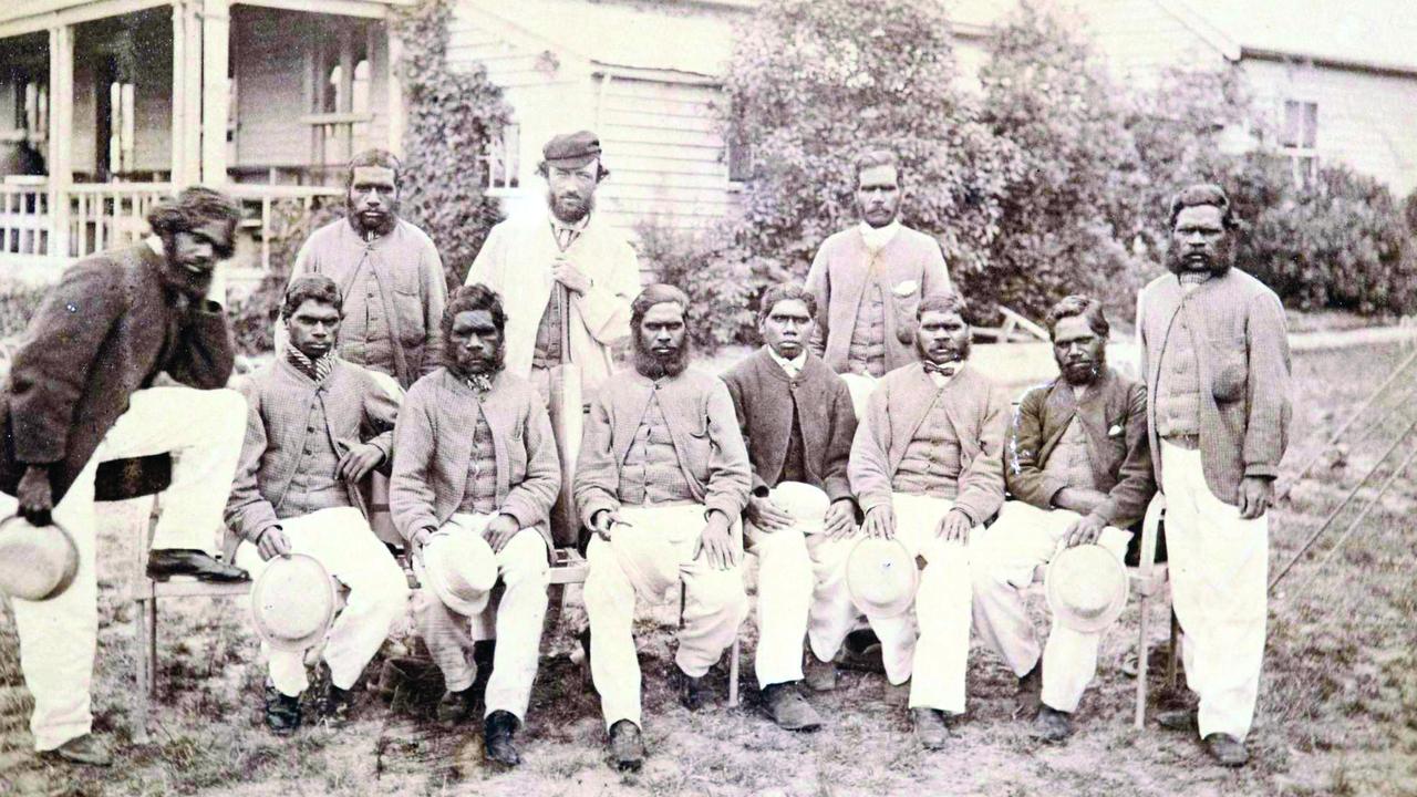 Johnny Mullagh (standing at the rear) was a star of Australia’s first team to tour England. Picture: State Library of New South Wales