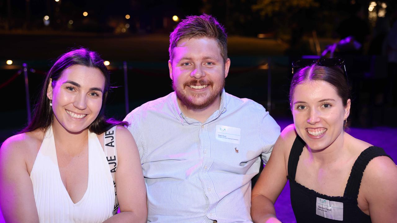 Meg Wilcox, Ryan Boyd and Georgia Carter at the Perry Cross Spinal Research Foundation celebration at HOTA. Picture, Portia Large.