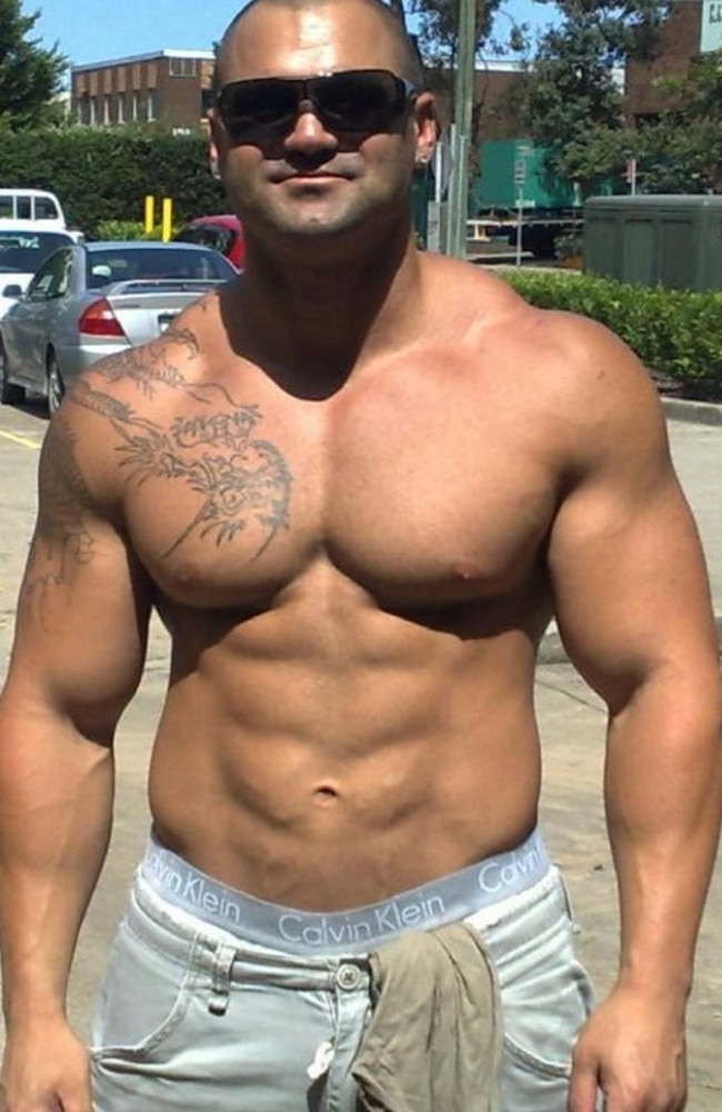 Ayik was often photographed topless to show off his bodybuilder’s physique. Picture: Network News