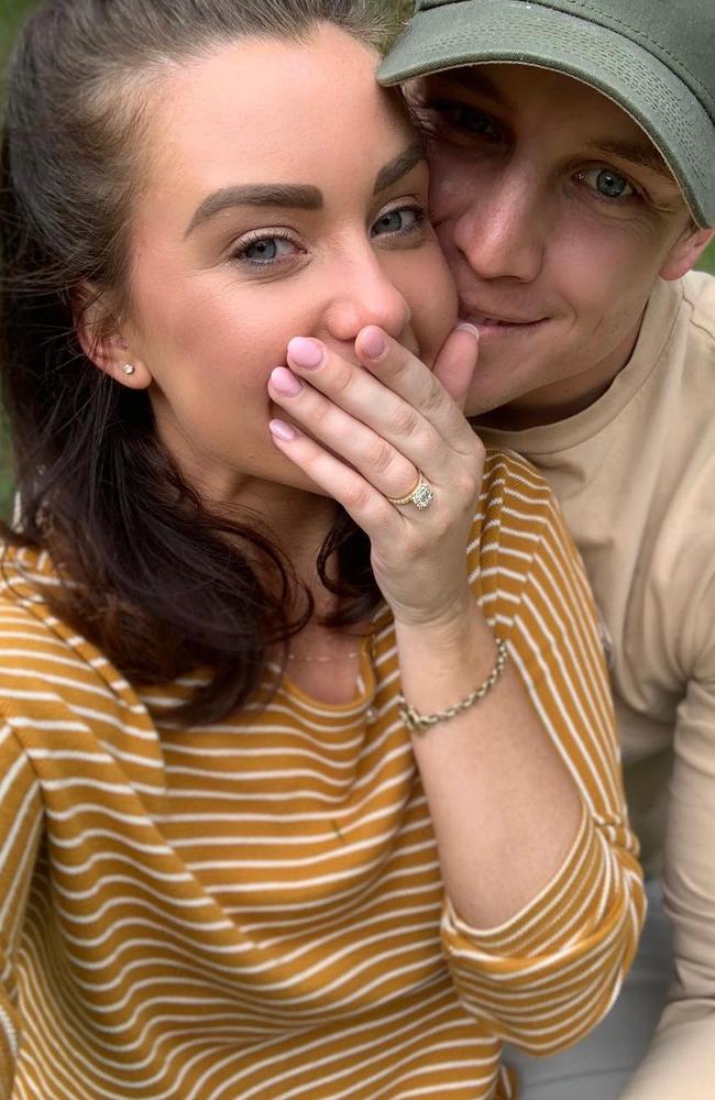 Courtney Thorpe and Jarrod Wallace following their engagement. Picture: Instagram