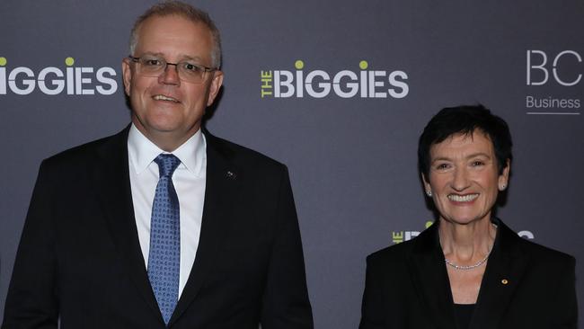 Prime Minister Scott Morrison and the BCA’s Jennifer Westacott. Picture: Jane Dempster