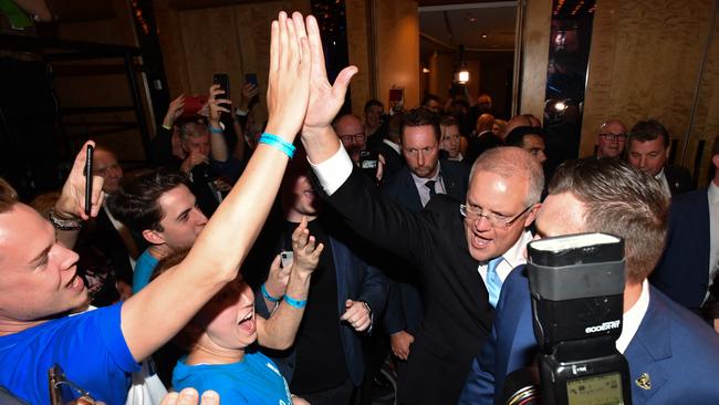 Prime Minister Scott Morrison on election night. Picture: AAP Image/Mick Tsikas