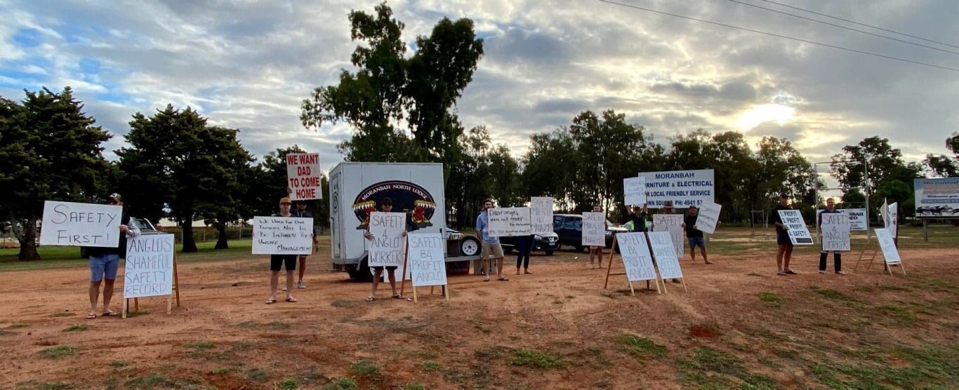 Workers protested near Anglo American's Moranbah North Mine over safety concerns on Friday June 5.