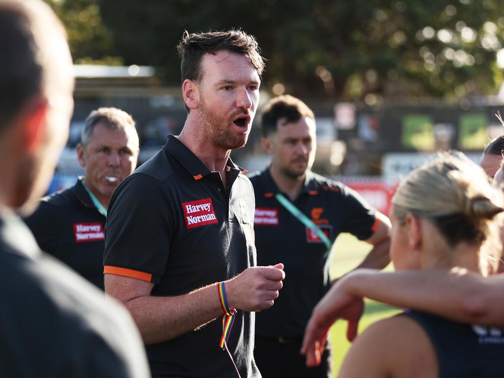 Giants head coach Cameron Bernasconi during his side’s thrashing at the hands of the Crows. Picture: Matt King/AFL Photos/via Getty Images.