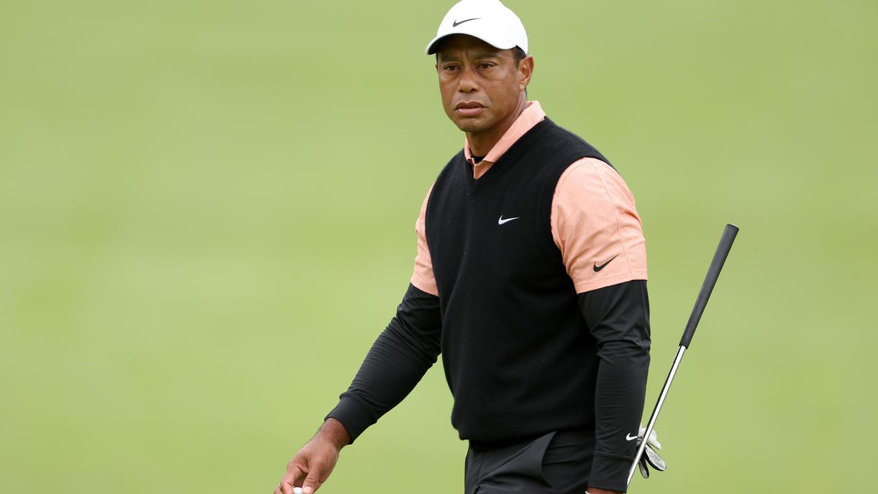 TULSA, OKLAHOMA - MAY 21: Tiger Woods of the United States walks on the 16th hole during the third round of the 2022 PGA Championship at Southern Hills Country Club on May 21, 2022 in Tulsa, Oklahoma. Christian Petersen/Getty Images/AFP == FOR NEWSPAPERS, INTERNET, TELCOS &amp; TELEVISION USE ONLY ==