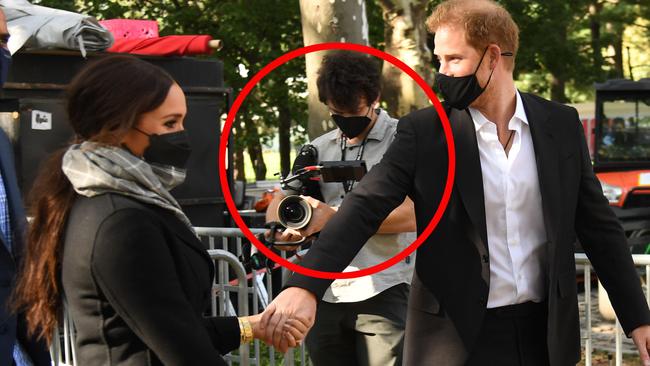 The former senior royals brought their own crew to document their trip. Picture: Kevin Mazur/Getty Images for Global Citizen