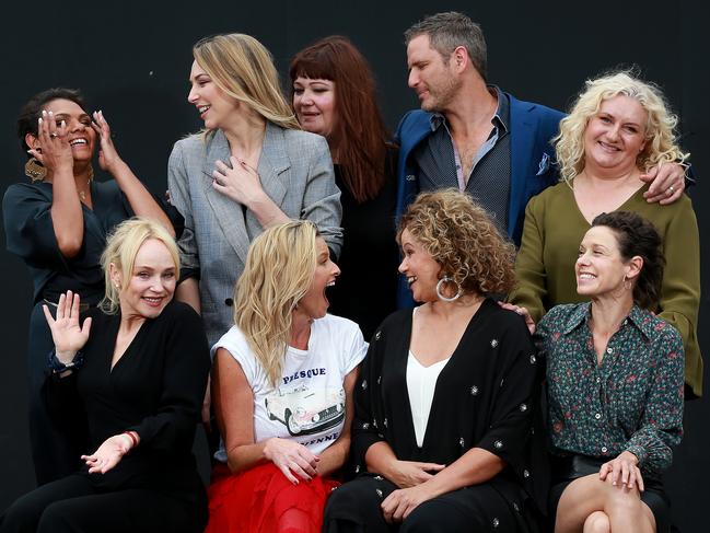 Wentworth cast members celebrate the news on Wednesday that Foxtel has commissioned another 20 episodes. Picture: Toby Zerna