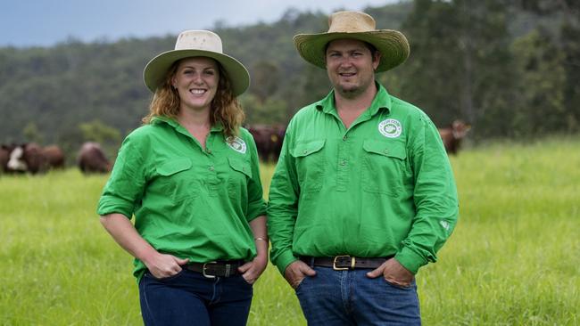 Farmers Bianca Tarrant and David McGiveron built their business Our Cow out of bush fires and drought delivering grass fed and organic meat across Australia. Picture: Supplied