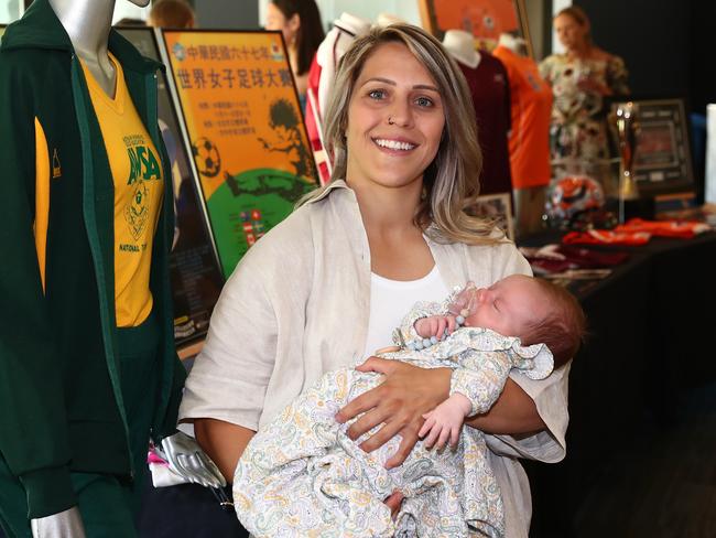 Gorry with baby Harper. Picture: Chris Hyde/Getty Images