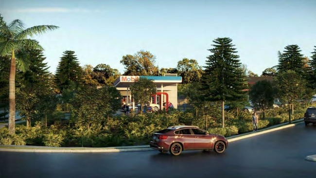 An artist's impression of the proposed Mobil service station at Woolgoolga. Photo: ThomsonAdsett