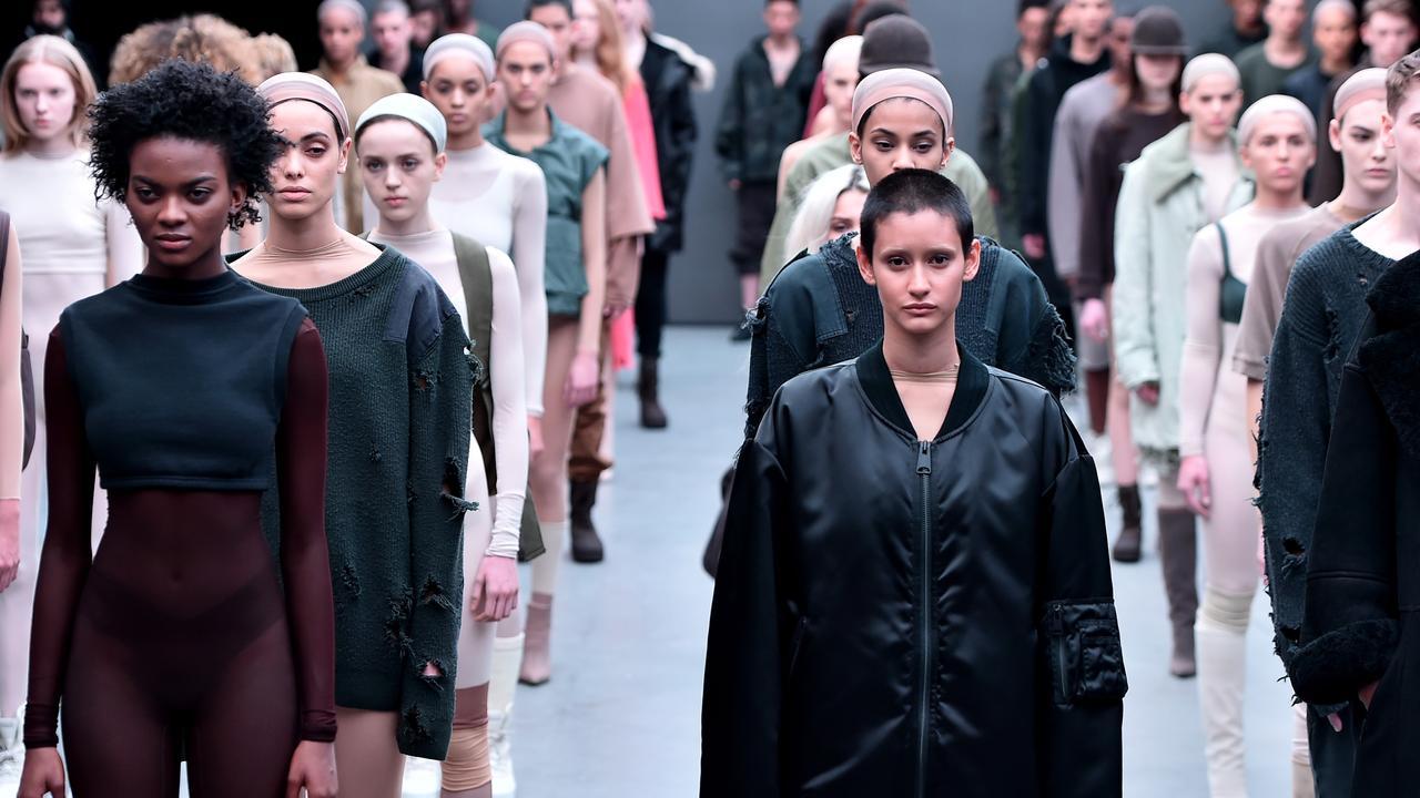 Models walk the runway at the Adidas Originals x Kanye West Yeezy fashion show. Picture: Theo Wargo/Getty Images for Adidas