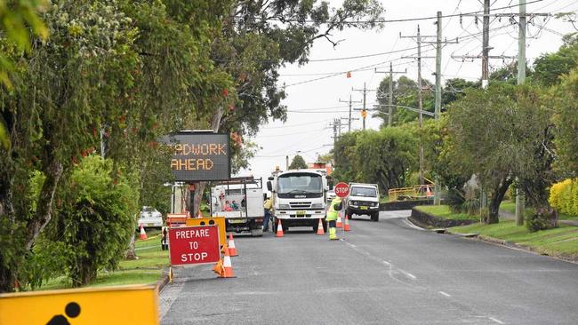 Road works along Invercauld Road in Goonellabah where a new round about is being installed. Picture: Marc Stapelberg