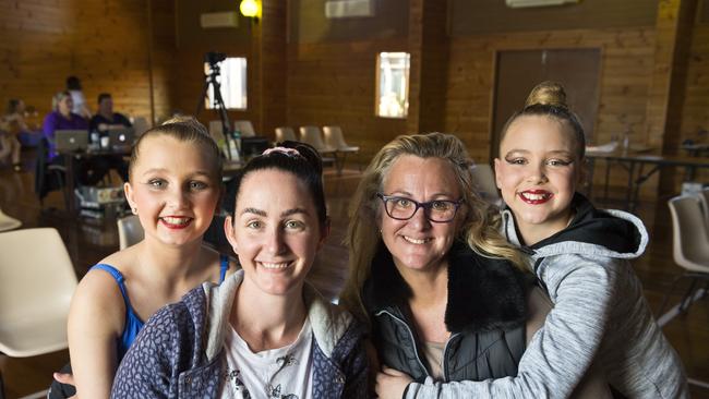 Down from Mackay are (from left) Amity Matthews, mum Sarah Renehan, Kylee Stanton and daughter Annie Stanton. Picture: Kevin Farmer