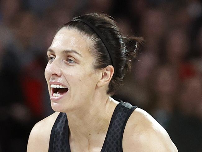 MELBOURNE, AUSTRALIA - JUNE 03: Ash Brazill of the Magpies reacts during the round 12 Super Netball match between Collingwood Magpies and Adelaide Thunderbirds at John Cain Arena, on June 03, 2023, in Melbourne, Australia. (Photo by Kelly Defina/Getty Images)