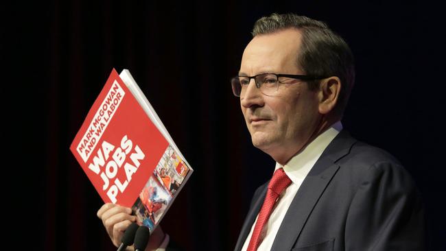 Premier Mark McGowan at the launch of the WA Labor party campaign on Sunday. Picture: Philip Gostelow