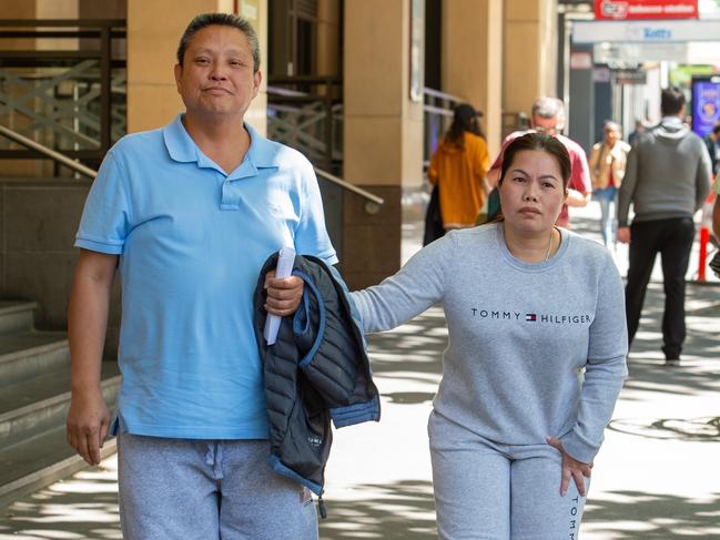 Thi Ngo and Chia Van Truong leave Melbourne Magistrates’ Court. Picture: Jay Town