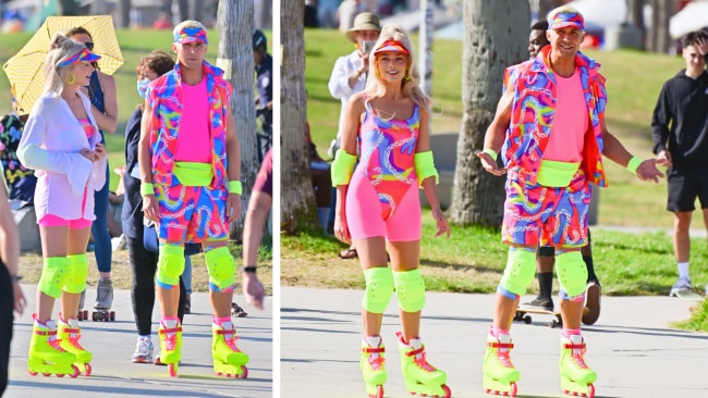 Margot Robbie's Rollerblading Bodysuit in Barbie