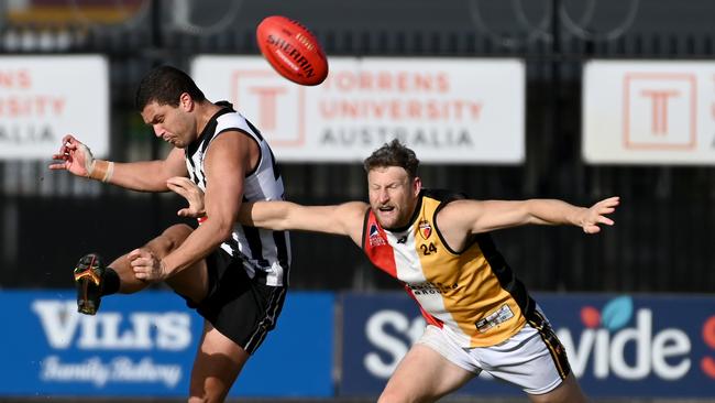 Former Norwood, PNU and Old Ignatians player Kristian Roocke (left) has signed with Pembroke Old Scholars for 2023. Picture: Naomi Jellicoe