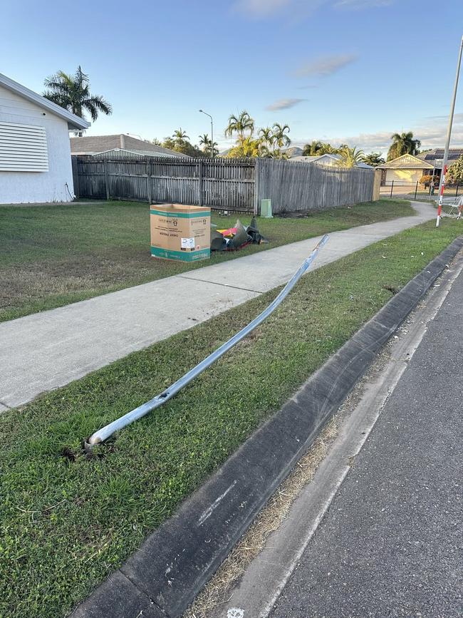 Signage was destroyed in Kirwan overnight. Picture: Supplied.