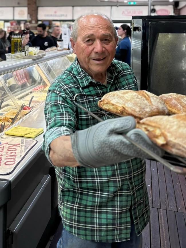 Enzo Di Federico takes out fresh, hot bread ready to be stuffed for sandwiches. Picture: Facebook