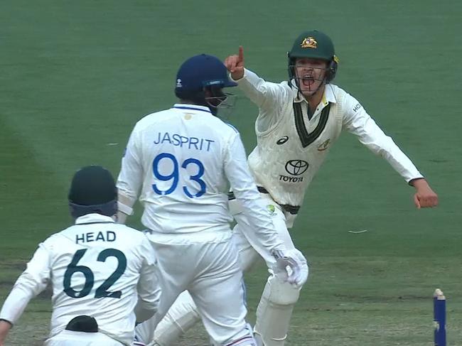 Sam Konstas gave Jasprit Bumrah a huge send-off. Photo: Fox Sports