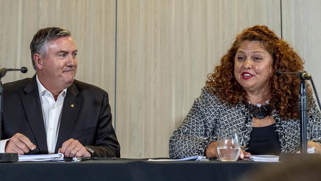 Eddie McGuire and Jodie Sizer. Picture: Jake Nowakowski