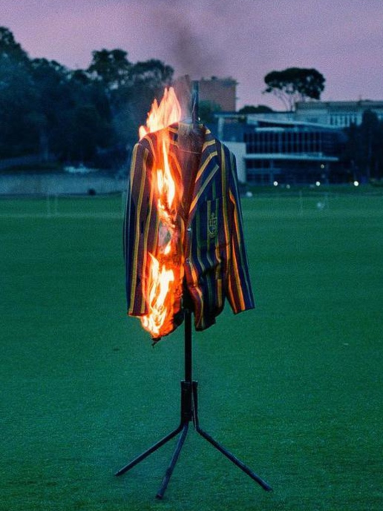 James Robinson said he broke into school grounds to set a St Kevin’s blazer on fire. Picture: Instagram