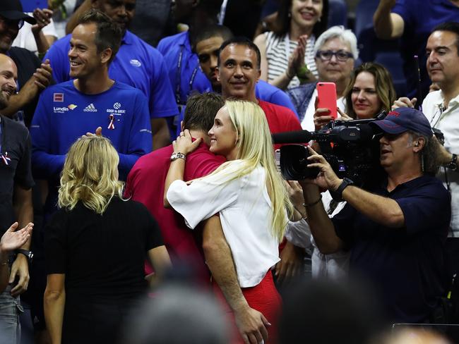 Stan Wawrinka with his girlfriend Donna Vekic at the US Open in 2016. Picture: Getty Images