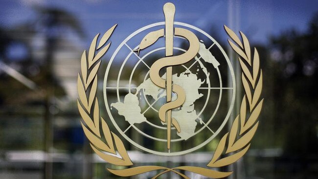 The logo of the World Health Organization is seen at the WHO headquarters in Geneva, Switzerland. Picture: AP